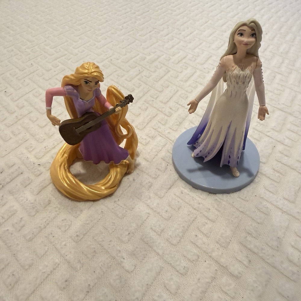 Disney Elsa Rapunzel PVC Cake Toppers Frozen Tangled Princess Figures